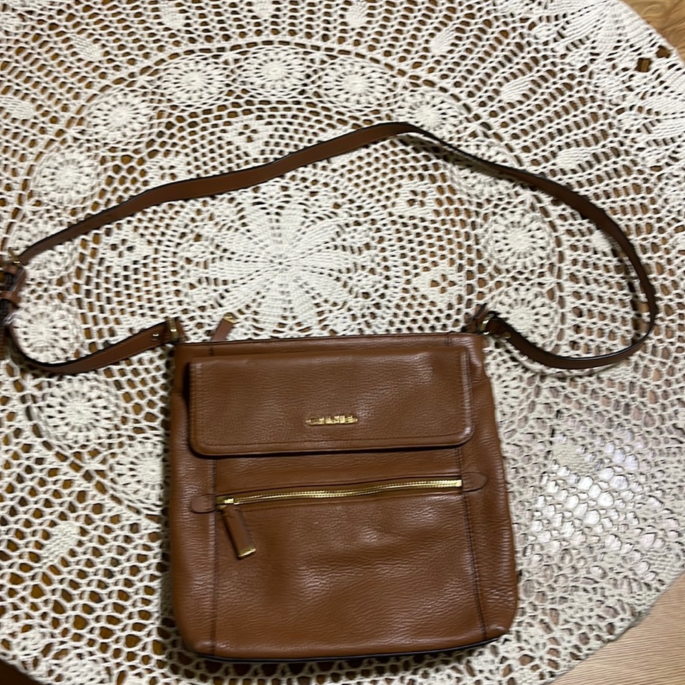 Crossbody bag, brown, Calvin Klein, 11”Hx11”Wx2”D, excellent condition